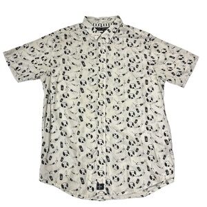 Tavik Visionaries Black & White Summer Swim Print Short Sleeve Button Up Shirt‎